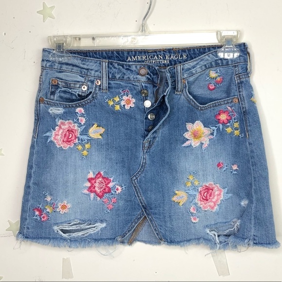 AMERICAN eagle button fly denim bo hi mini skirt - Picture 6 of 10